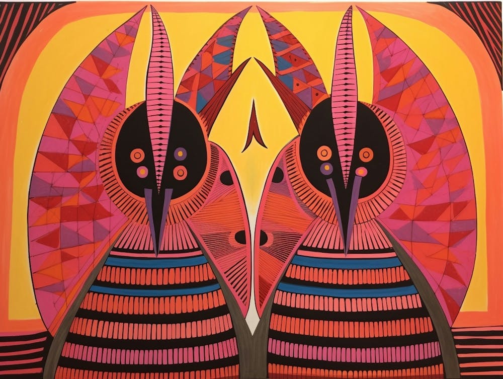 Armadillo 3 Folk Style Animal Illustration