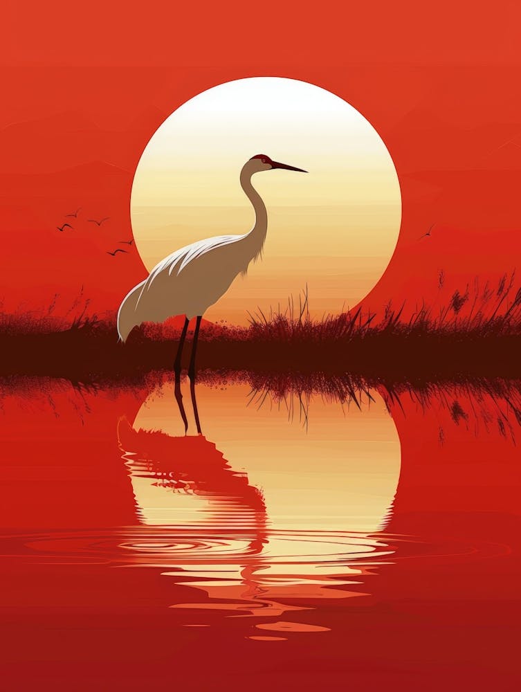 Egret At Sunset