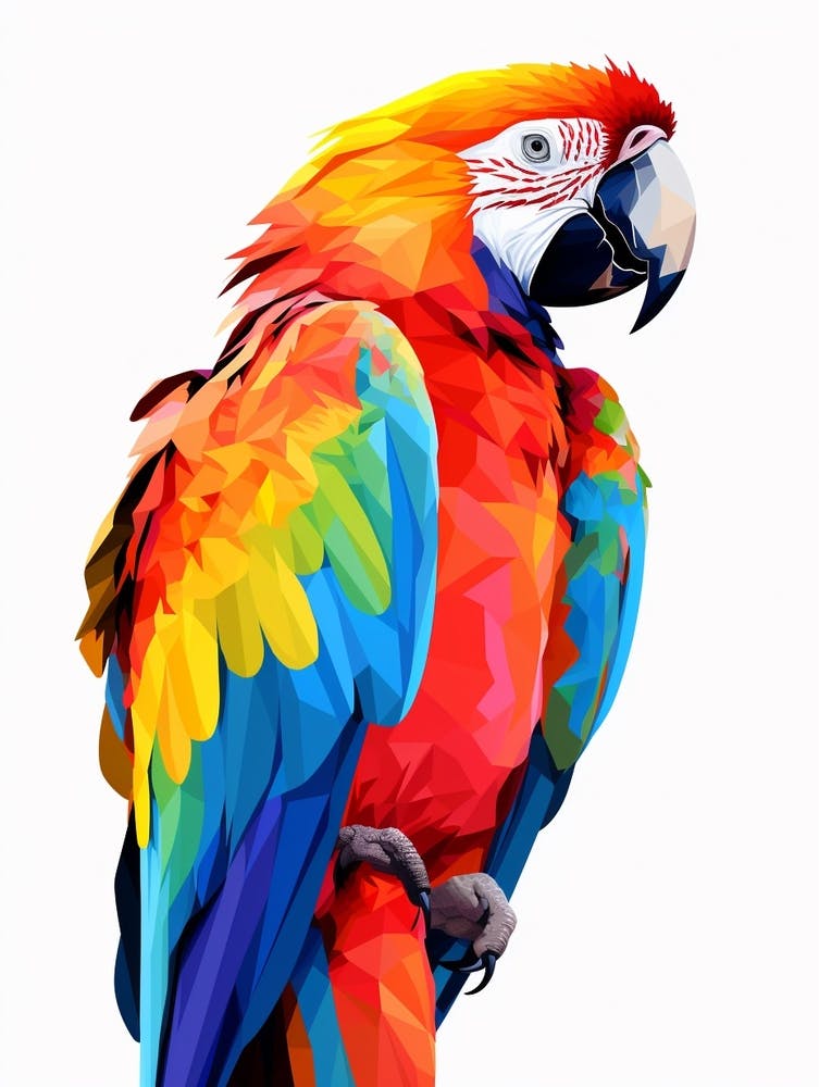 Oiseau géométrique coloré Ara 1