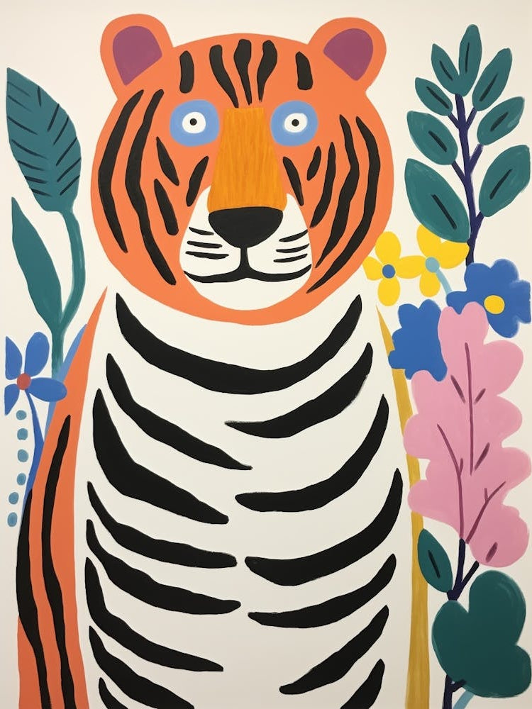 Colourful Kids Animal Art Tiger 4