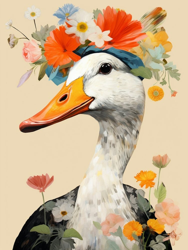 Bird With A Flower Crown Duck 2