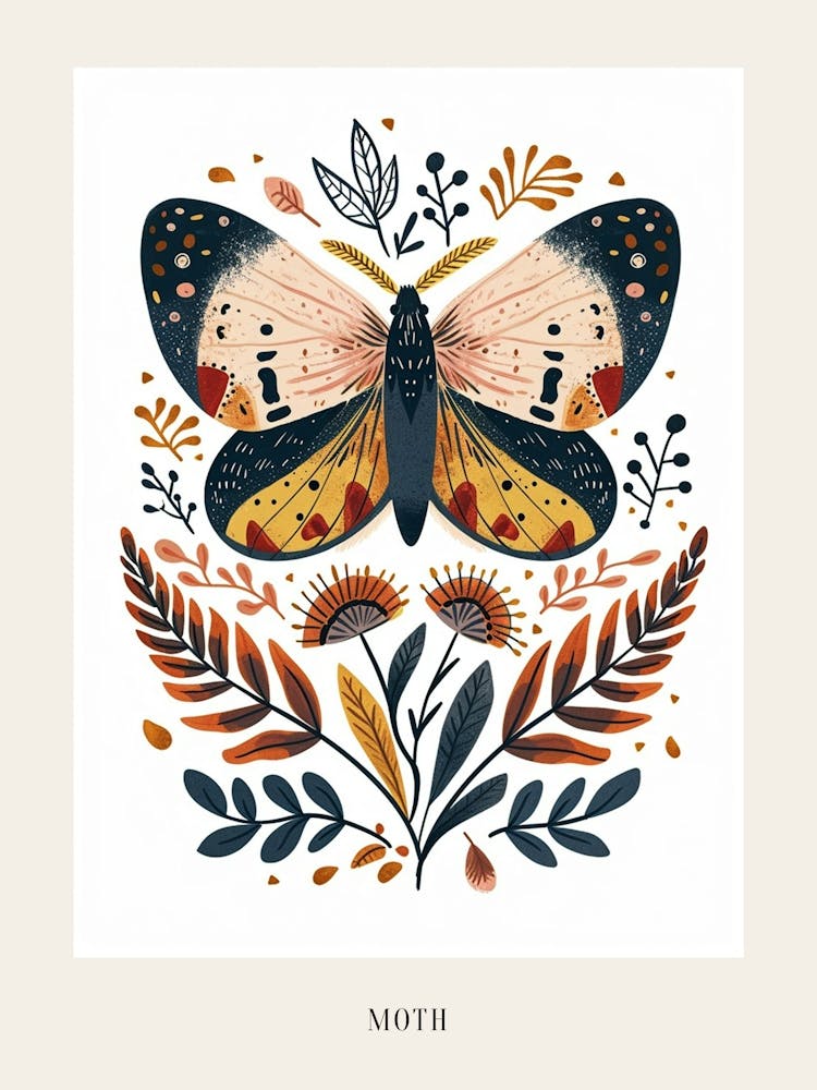Colourful Insect Illustration Moth 39 Poster