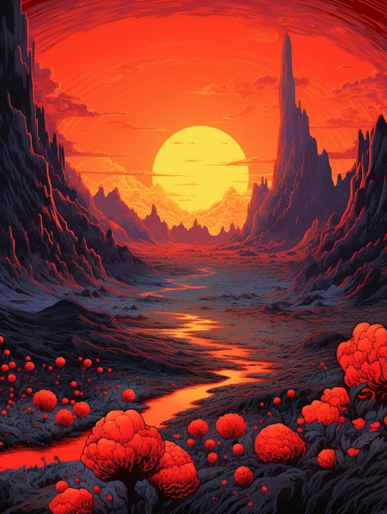 Volcanic Landscape Pixel Art 3