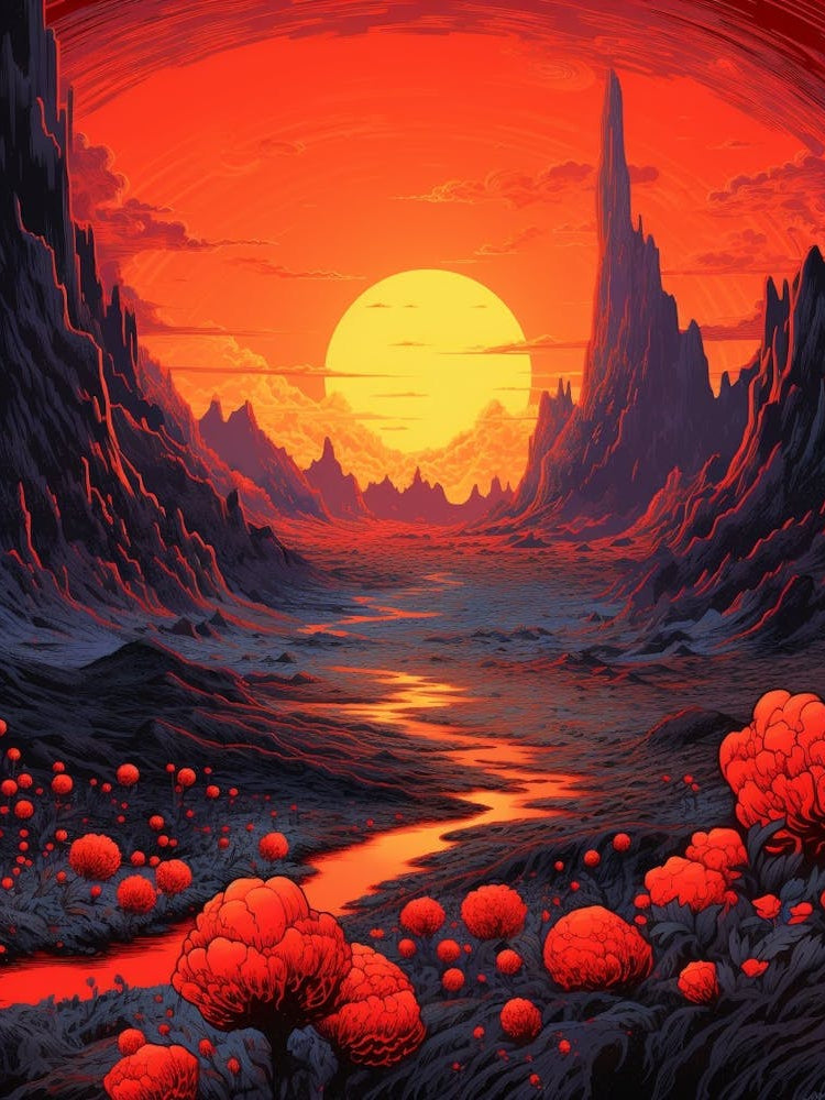 Volcanic Landscape Pixel Art 3