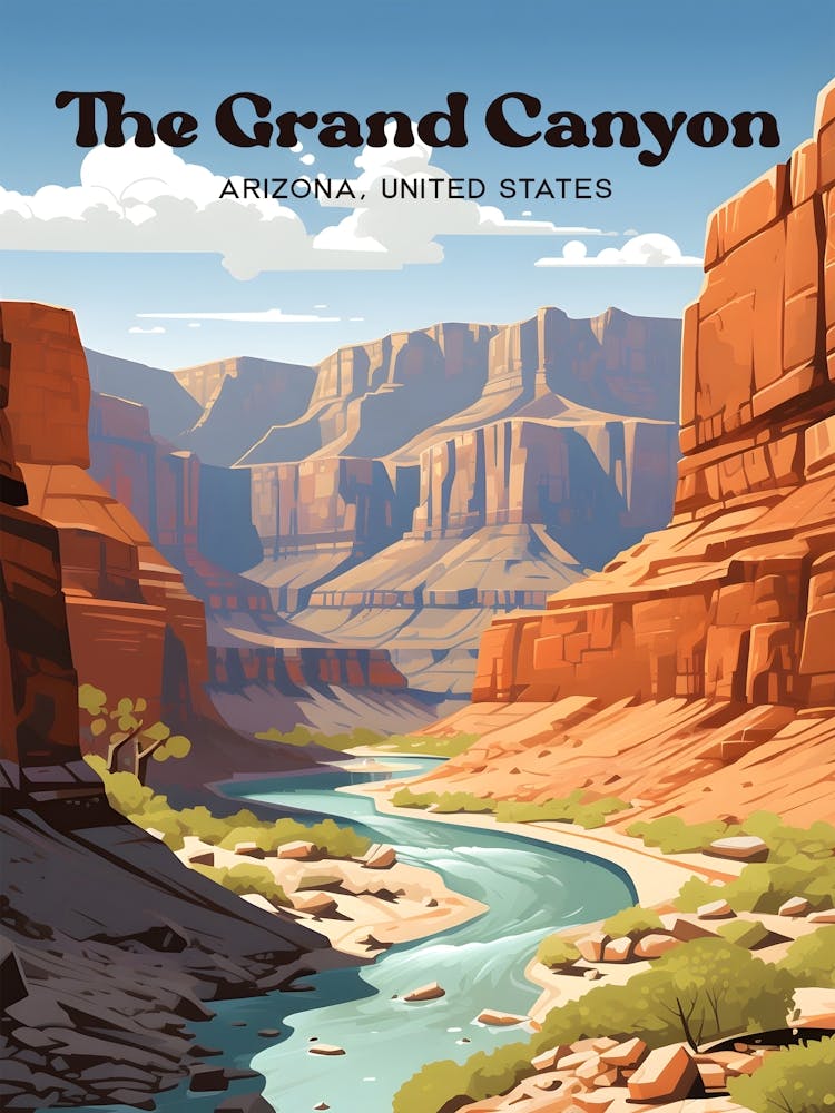 The Grand Canyon Arizona United States 3 Affiche de voyage 3 4 Redimensionner