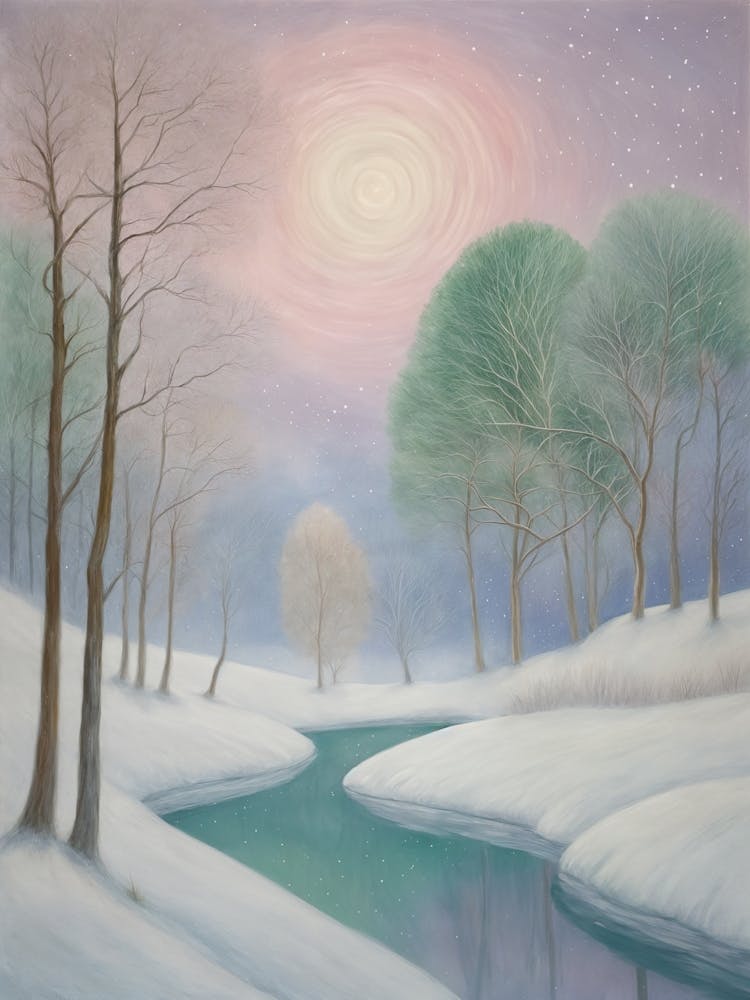 Winter's Creek At Night