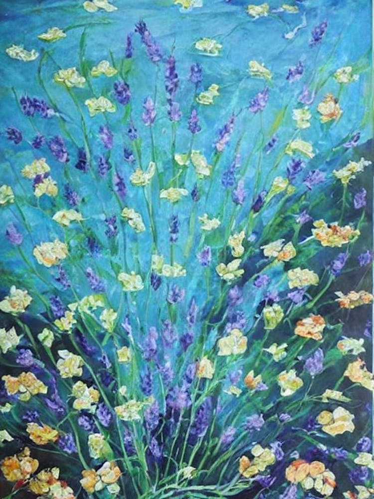 Lavender Floral Print Bright Painting Flower