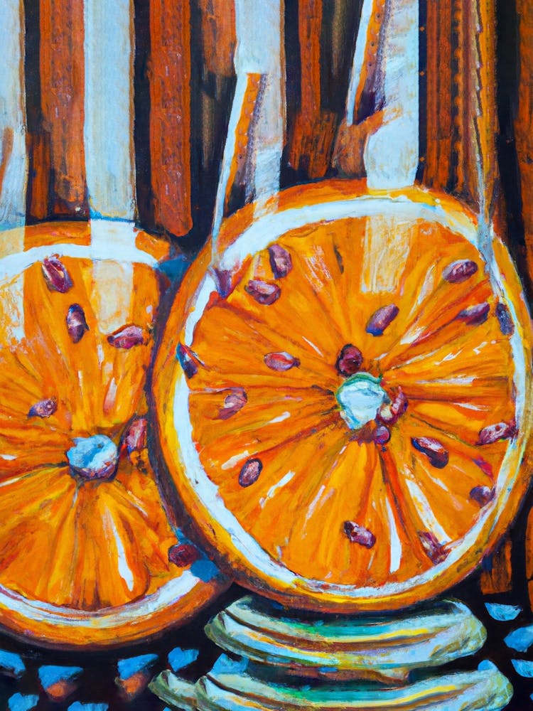 Orange Juice Cocktail Detail Oil Painting