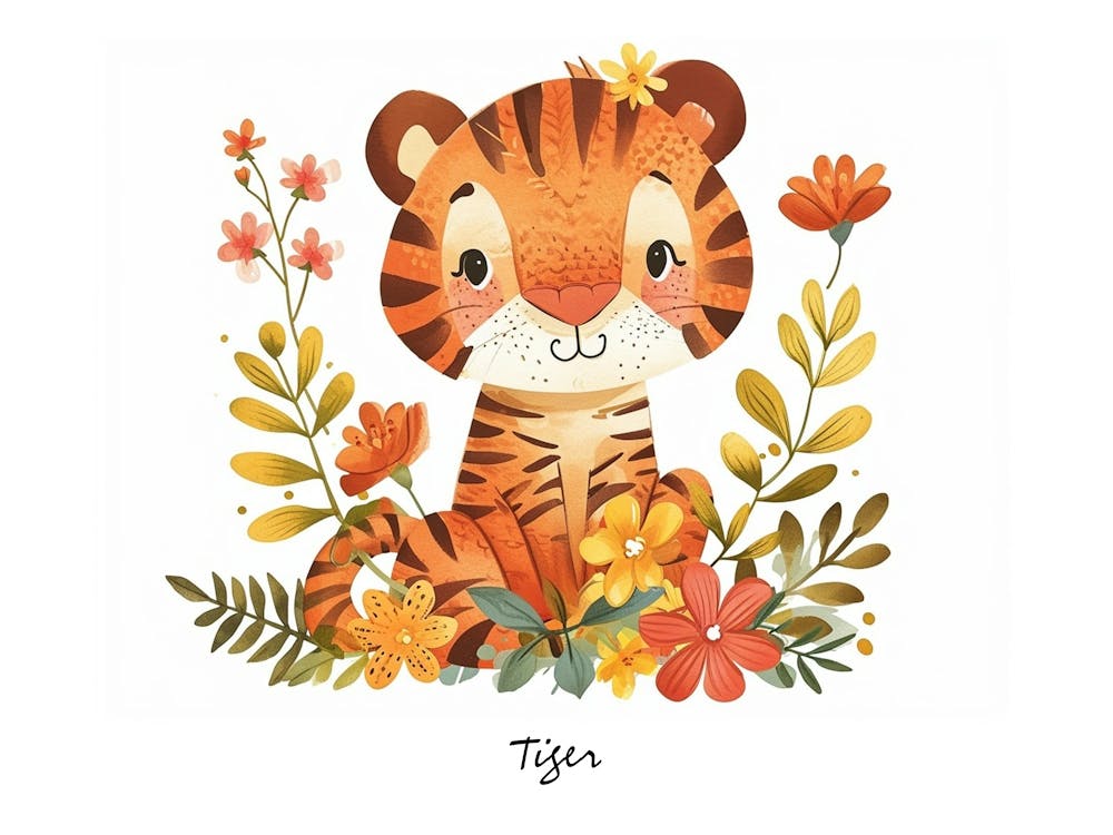 Little Floral Tiger 4 Poster