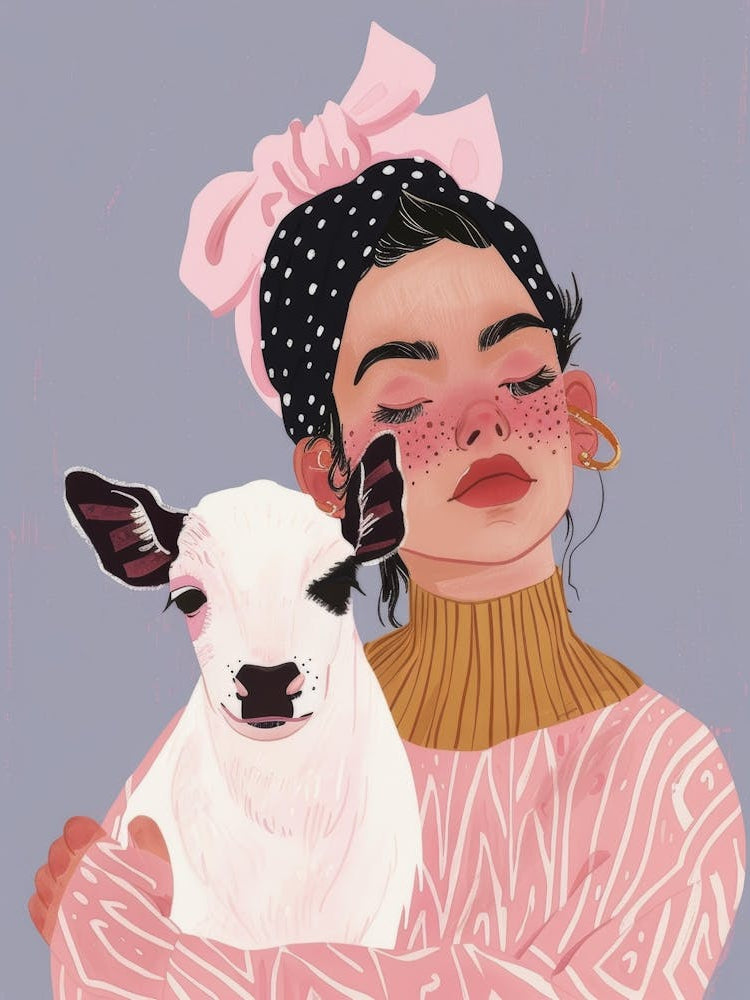 Girl With A Sheep 1