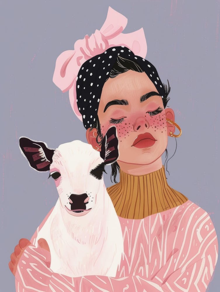 Girl With A Sheep 1