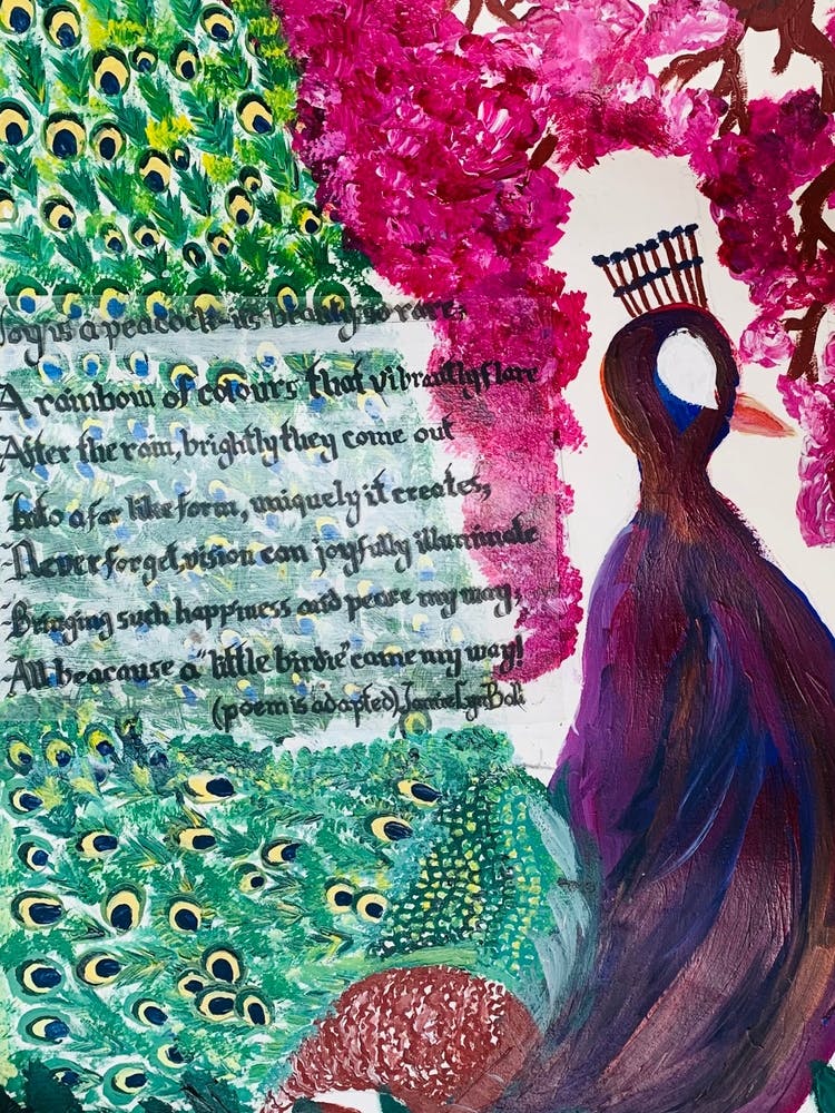 Peacock In Cherry Blossom