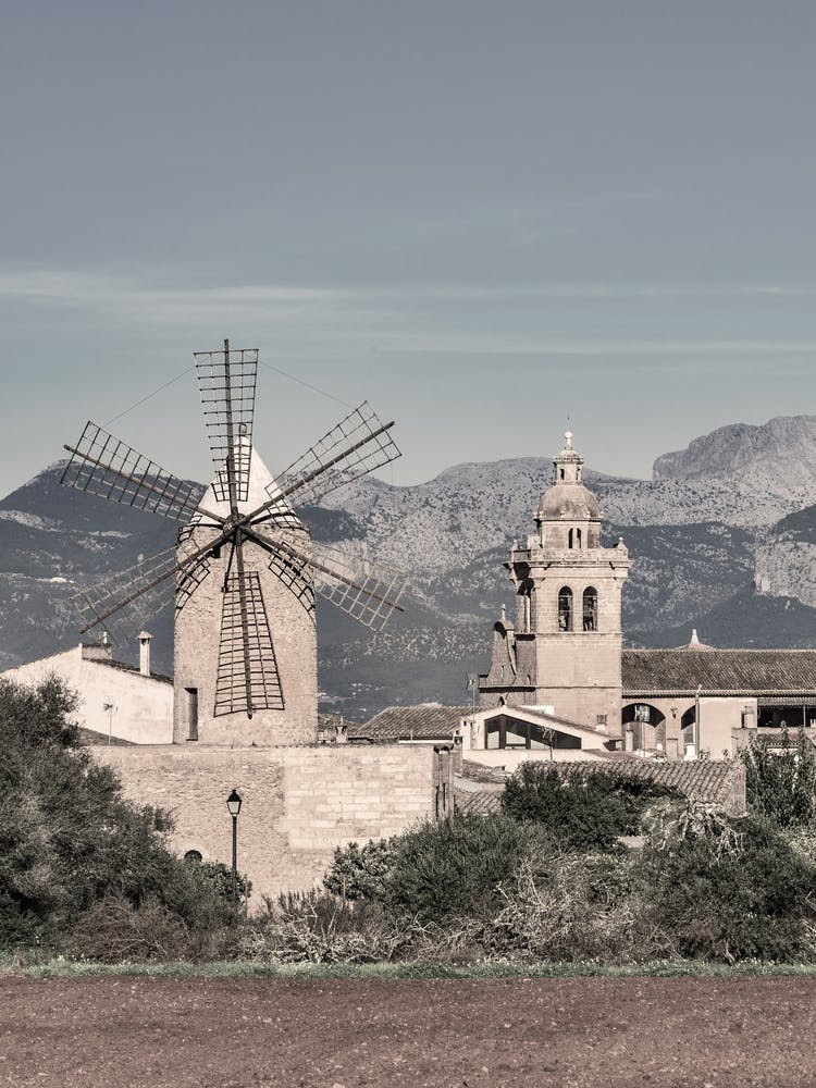 Mallorca Alcudia Windmill In The Mountains