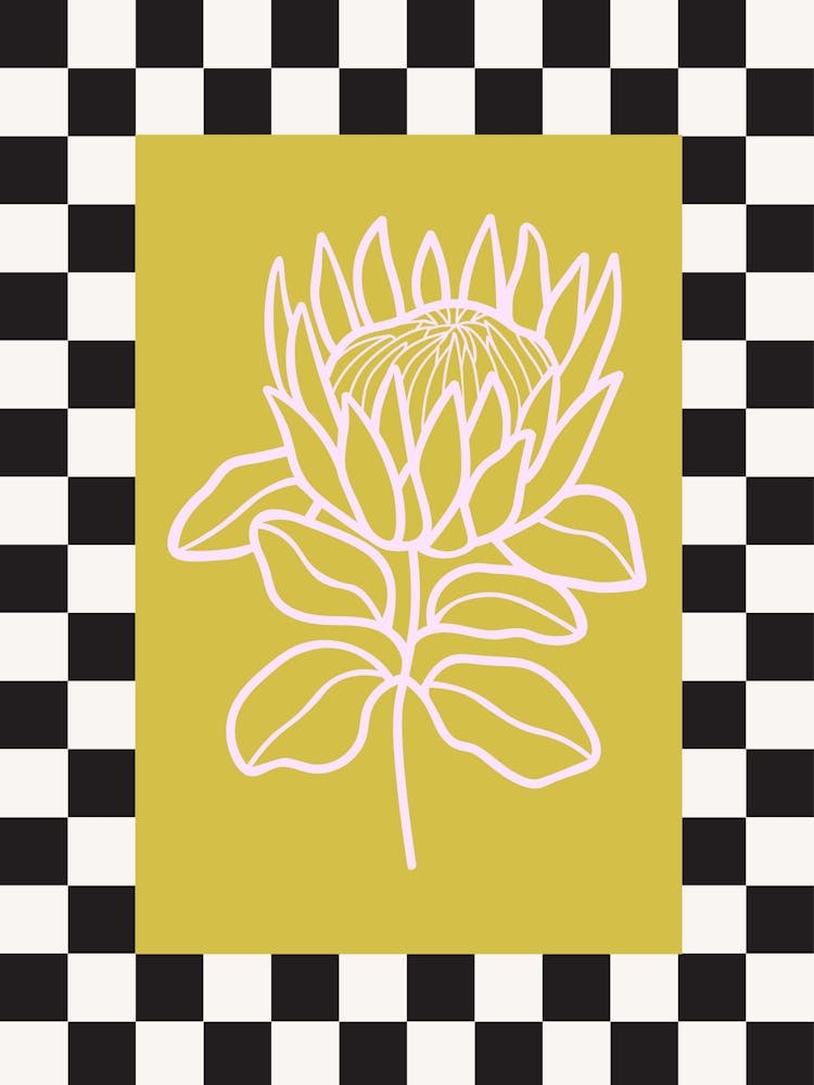 Modern Checkered Flower Poster  4