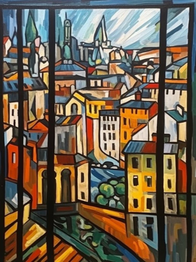 Window View Of Stockholm Sweden In The Style Of Cubism 2