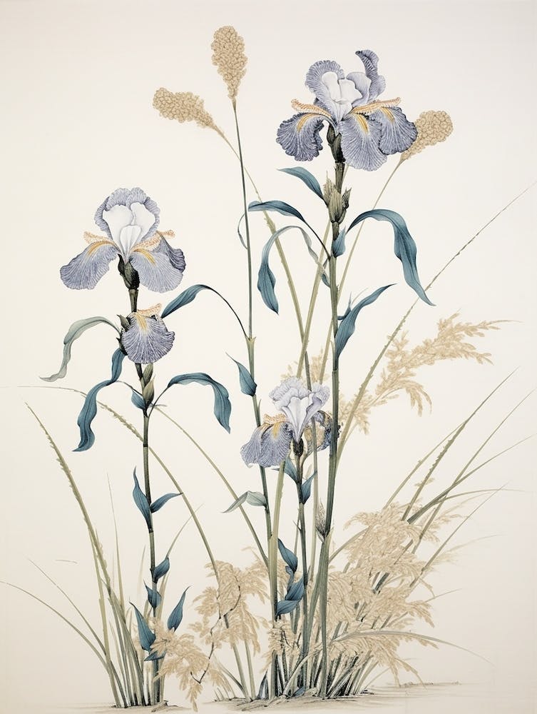Ayame Japanese Iris 3 Botanique Japonais Vintage