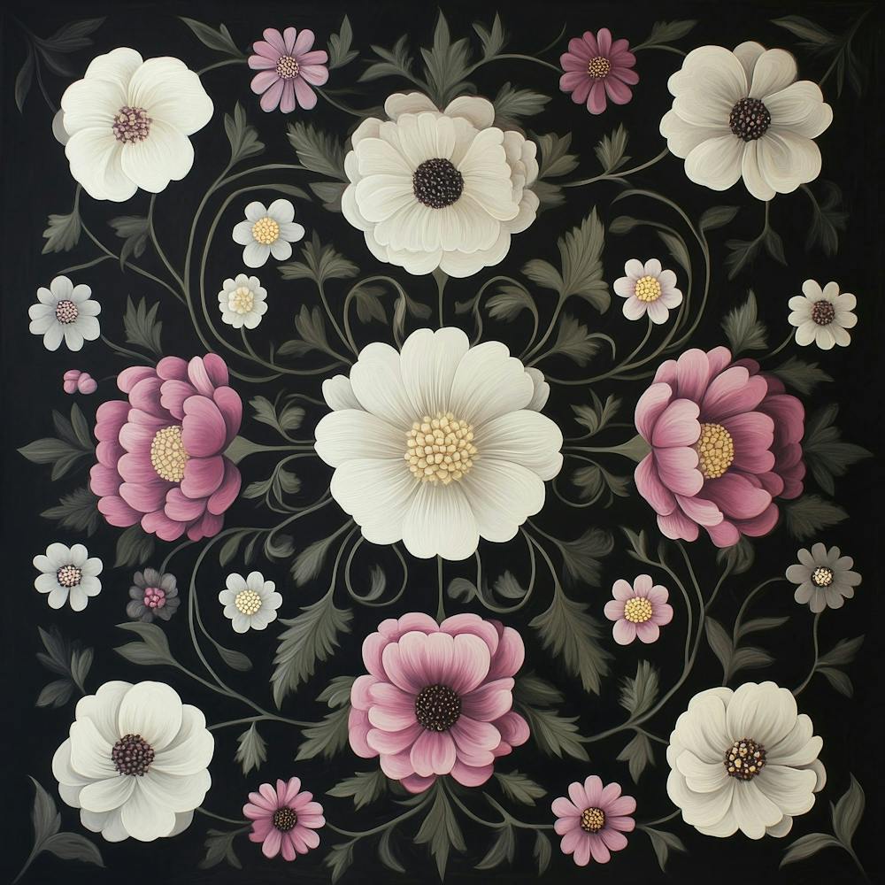 Flowers On A Black Background Art