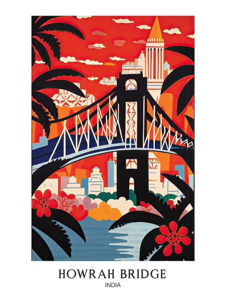 Howrah Bridge India Colourful 1 Travel Poster