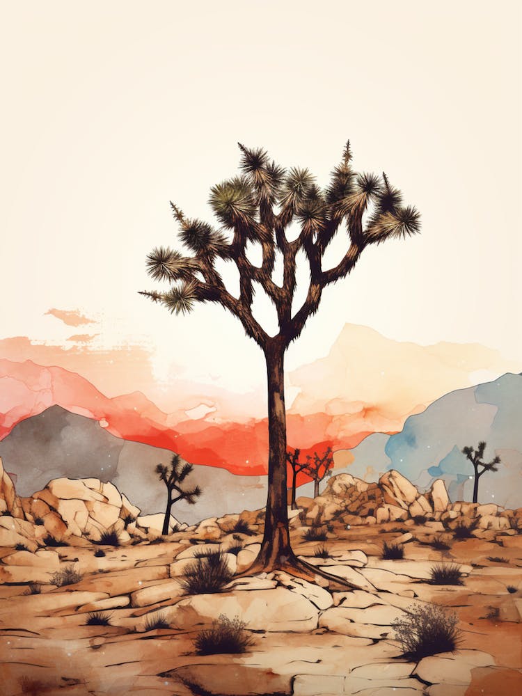  Minimalist Joshua Tree At Dawn In Desert Line Art 3