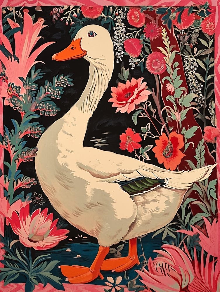 Floral Animal Painting Duck 4