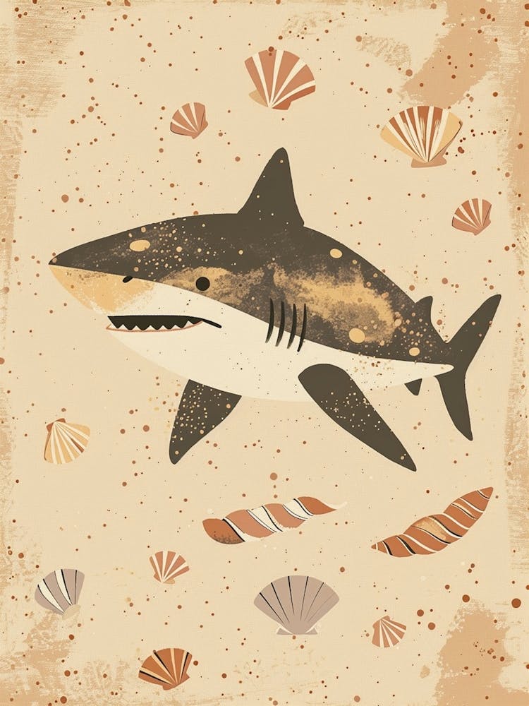 Muted Pastel Seascape Shark 4