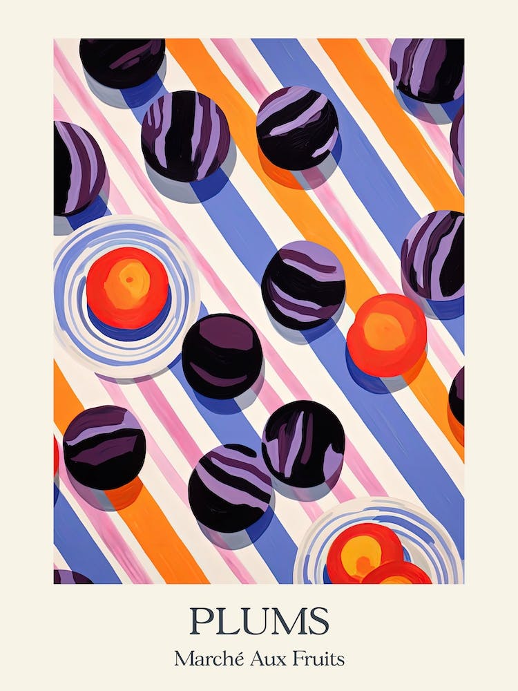 Marche Aux Fruits Plums Fruit Summer Illustration 2