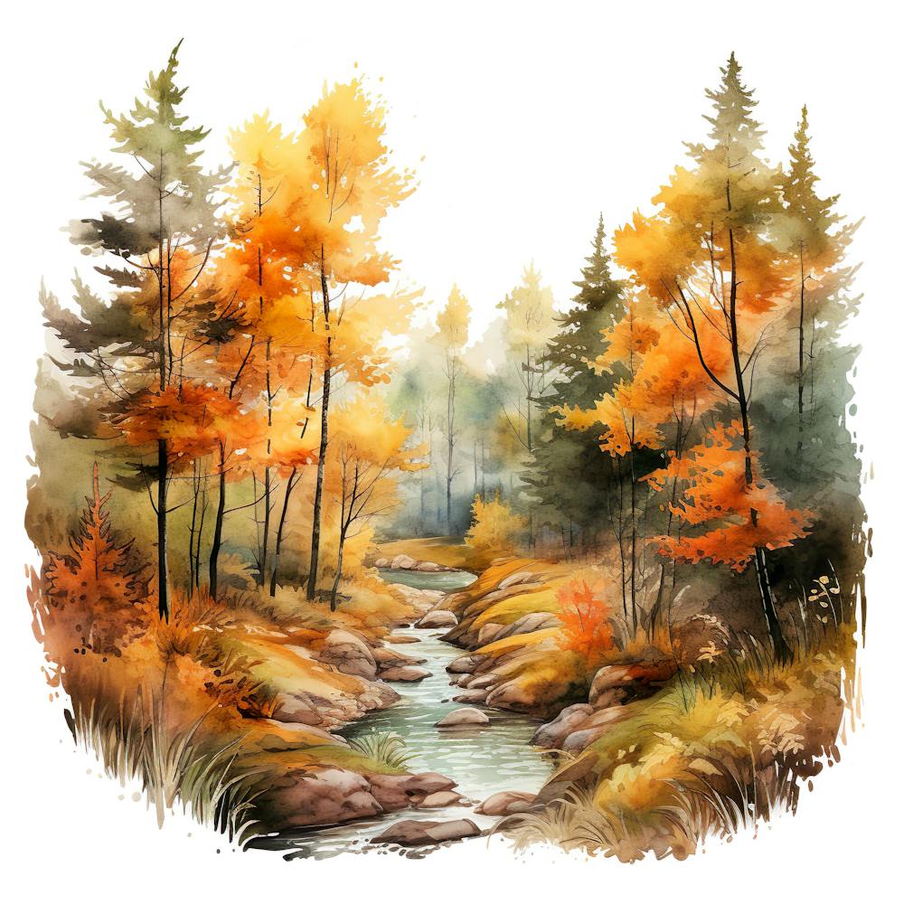Watercolor Of Autumn Forest 8