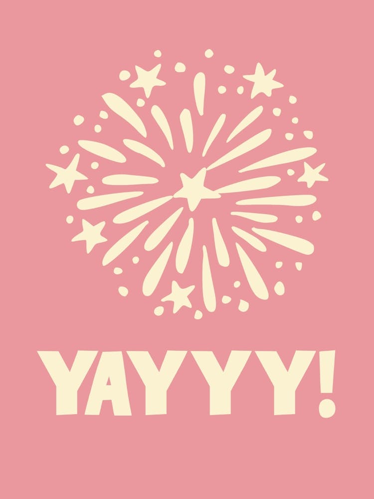 Celebration Print Uplifting Wall Art Pink Home Decor Fireworks