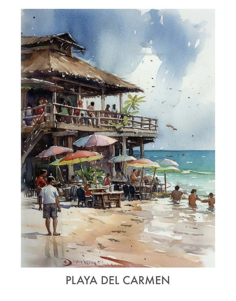 Playa Del Carmen Watercolor 3travel Poster