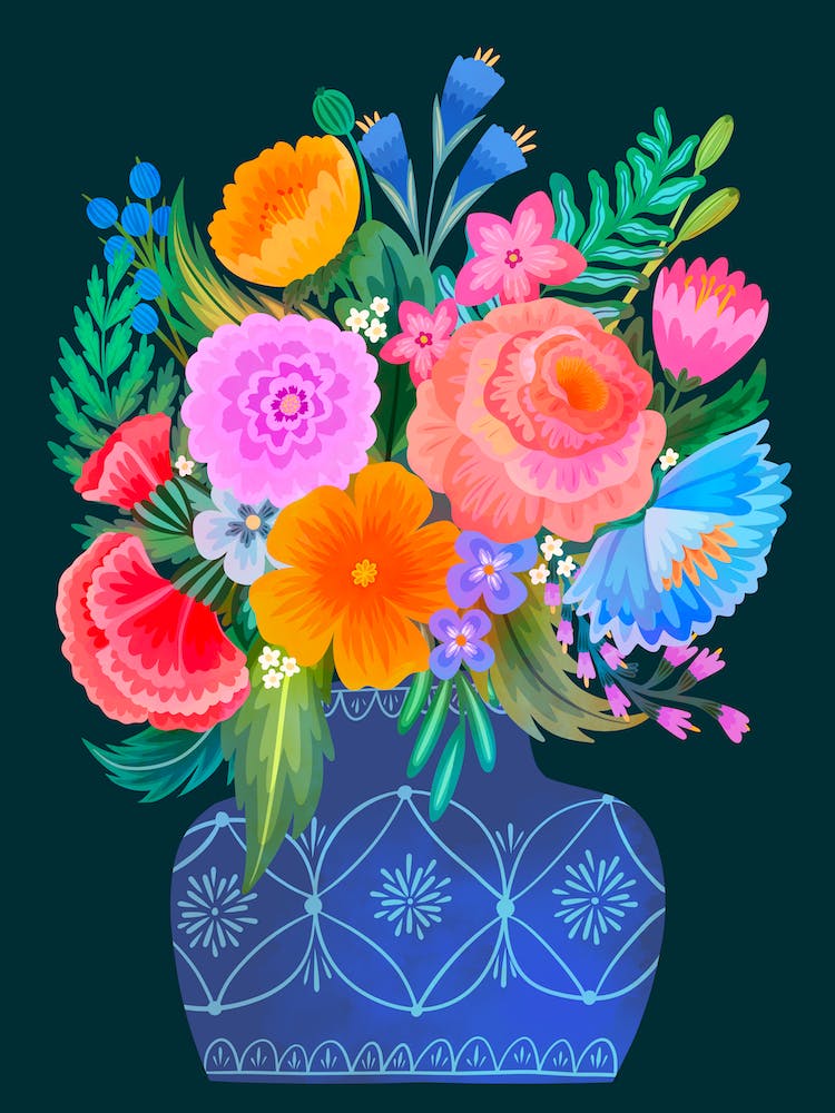 Colorful Flowers In A Vase