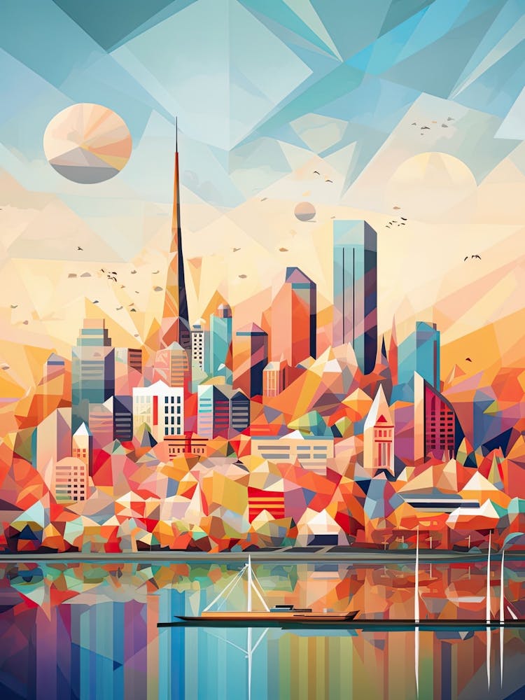 Melbourne, Australia, Geometric Illustration 3