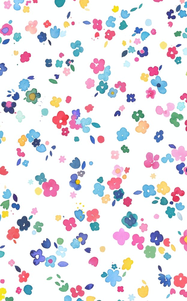 Ditsy Flowers Multi White 2