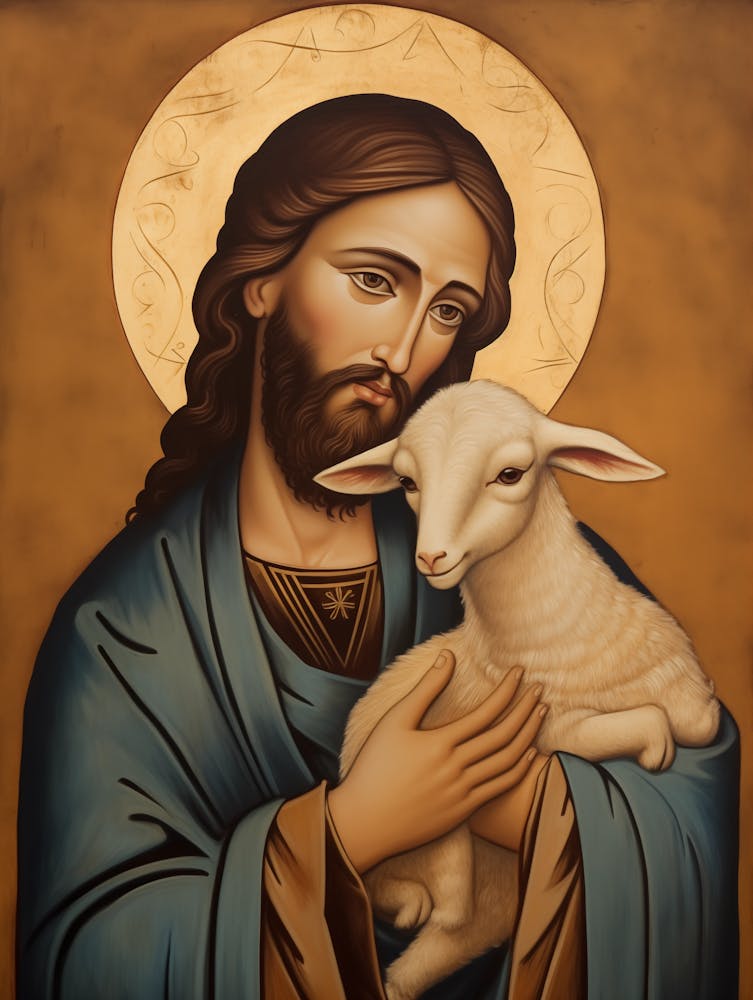 Jesus As Good Shepherd Icon
