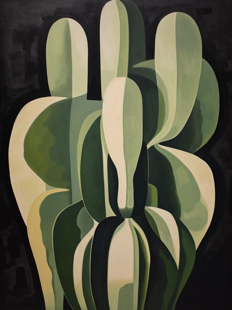 Modern Abstract Cactus Painting Devils Tongue Cactus 1