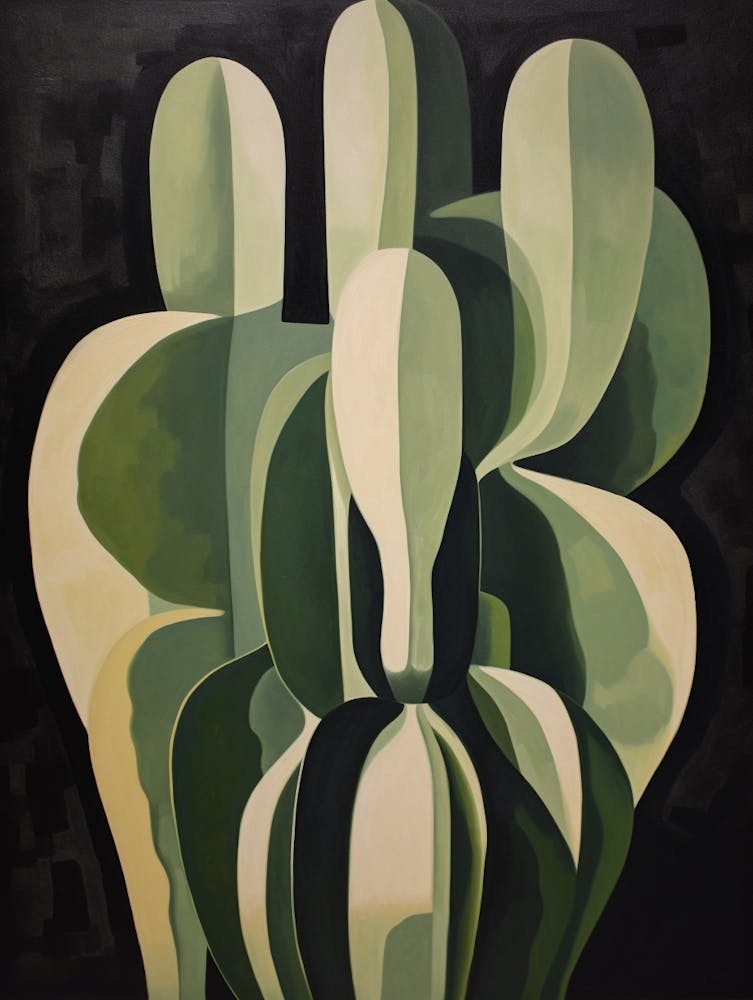 Modern Abstract Cactus Painting Devils Tongue Cactus 1