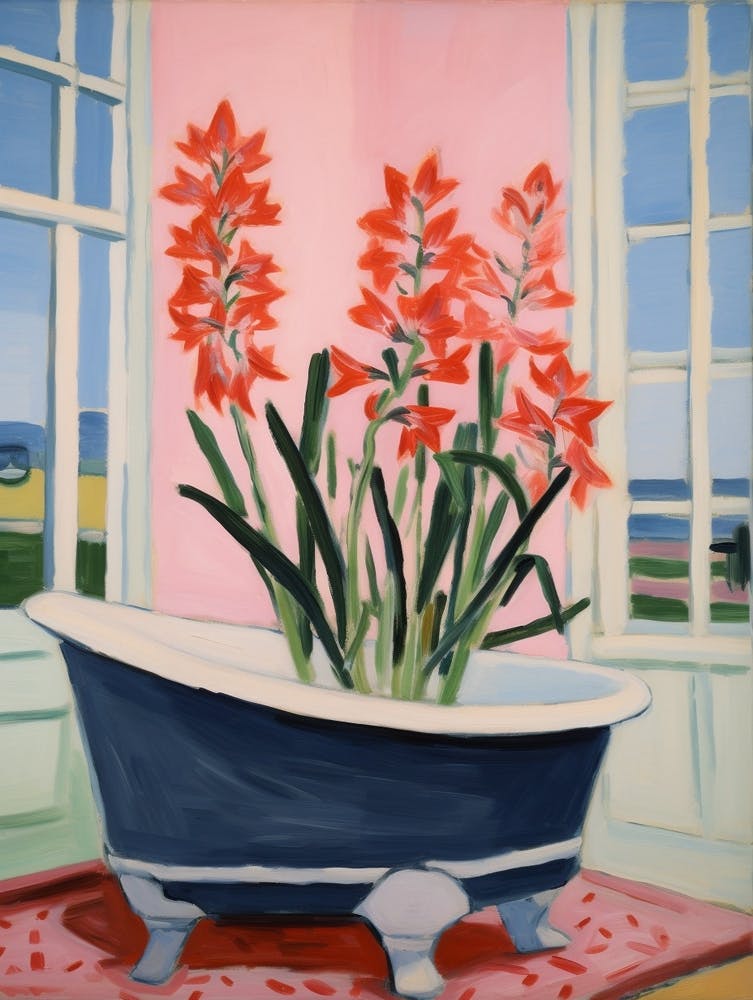 A Bathtube Full Gladiolus In A Bathroom 4