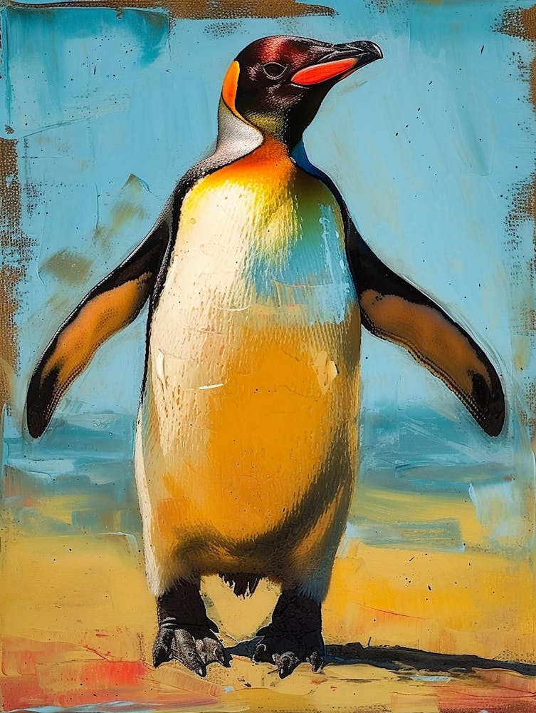 Galapagos Penguin Salisbury Plain Colour Block Painting 1