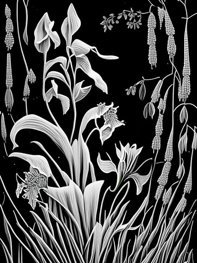 Harebell Wildflower Linocut 2