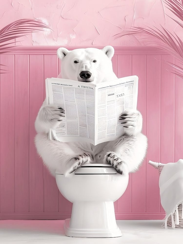 Bathroom Polar Bear Print Polar Bear On Toilet Funny Bathroom Wall Decor Toilet Poster Toilet Wall Art Funny Bear Poster Bathroom Wall Art