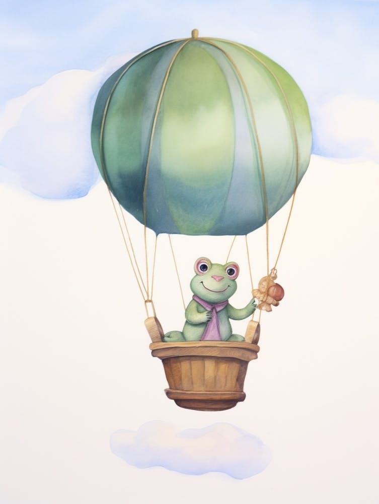 Baby Frog In A Hot Air Balloon