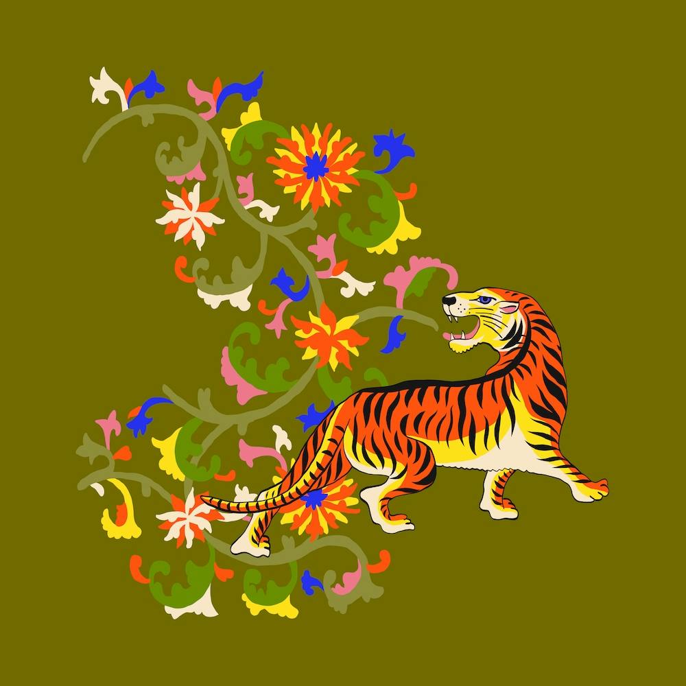 Tiger Tapestry Square