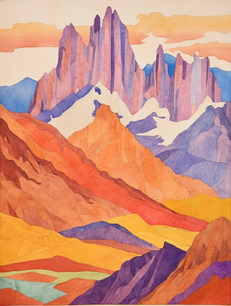 Aconcagua Argentina 1 Colourful Mountain Illustration