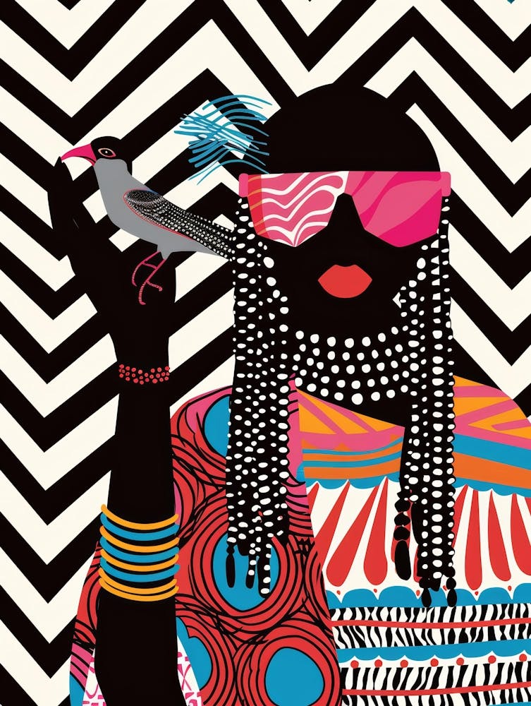 African Woman With Bird 2