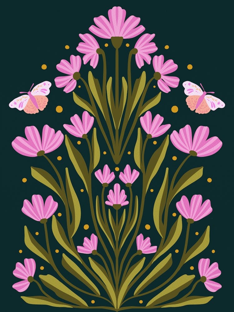 Spring Flowers And Butterflies