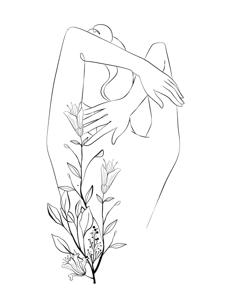 Flower Girl Line Drawing