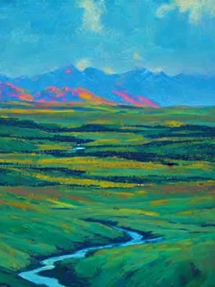 Denali National Park And Preserve United States Of America Blue Oil Painting 1 