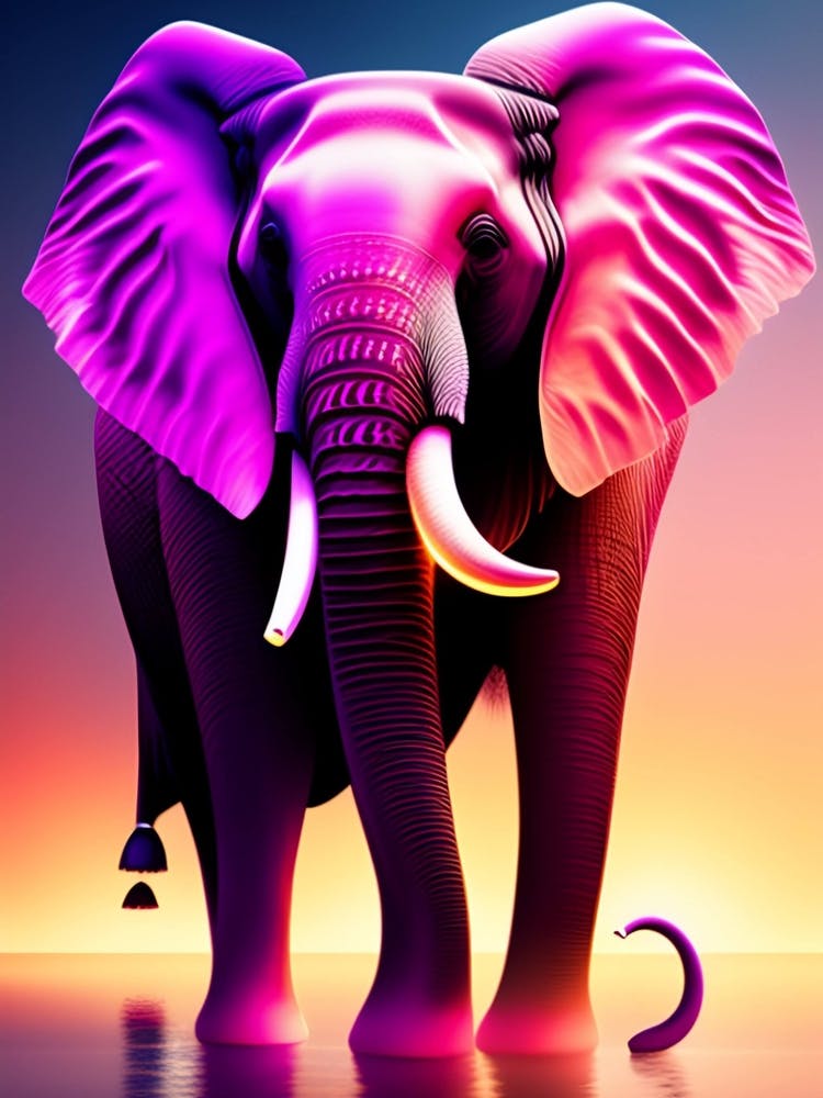 Elephant At Sunset