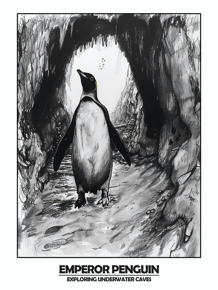 Penguin Exploring Underwater Caves Poster 3