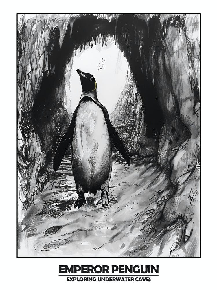 Penguin Exploring Underwater Caves Poster 3