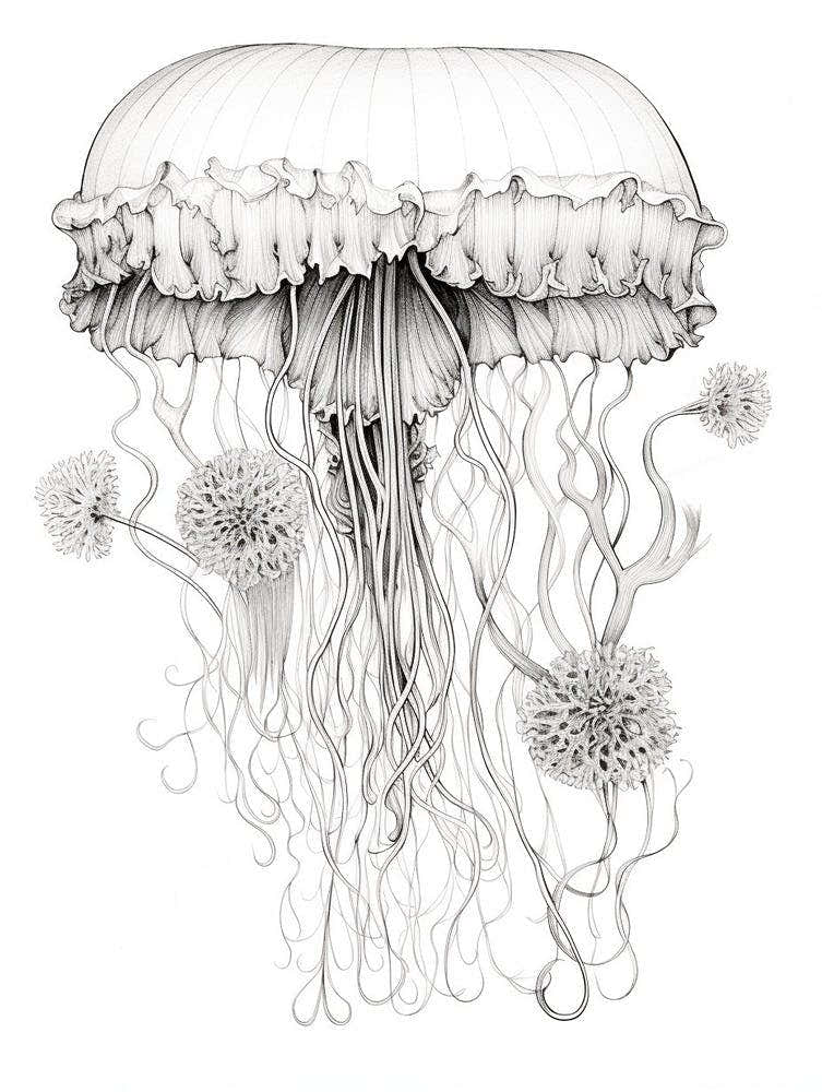 Upside Down Jellyfish Pencil Drawing 7